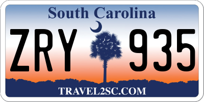 SC license plate ZRY935