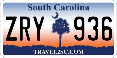 SC license plate ZRY936