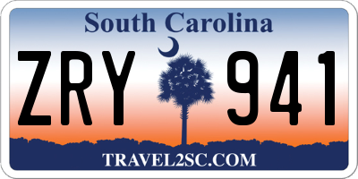 SC license plate ZRY941