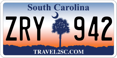 SC license plate ZRY942