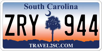 SC license plate ZRY944