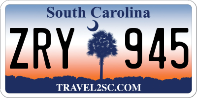 SC license plate ZRY945
