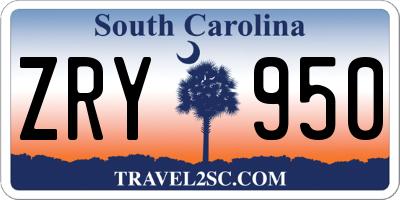 SC license plate ZRY950
