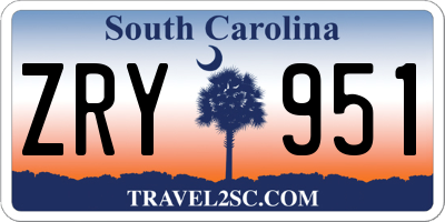 SC license plate ZRY951
