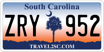 SC license plate ZRY952