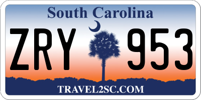 SC license plate ZRY953