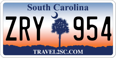 SC license plate ZRY954