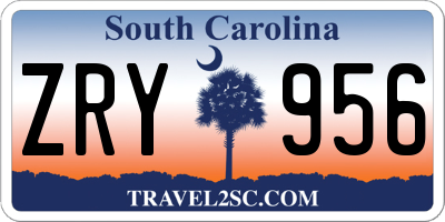 SC license plate ZRY956