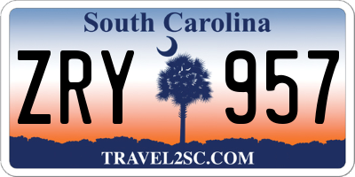 SC license plate ZRY957