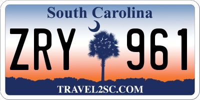 SC license plate ZRY961