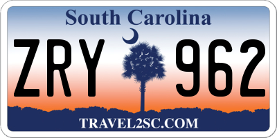 SC license plate ZRY962