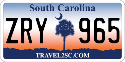 SC license plate ZRY965