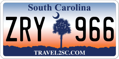 SC license plate ZRY966