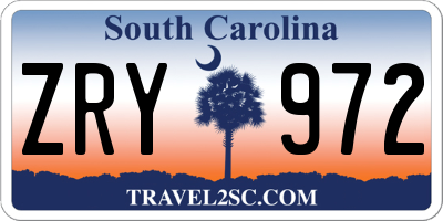 SC license plate ZRY972