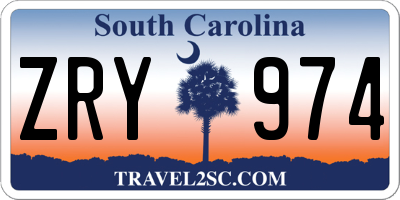 SC license plate ZRY974