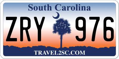 SC license plate ZRY976