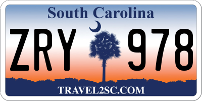 SC license plate ZRY978