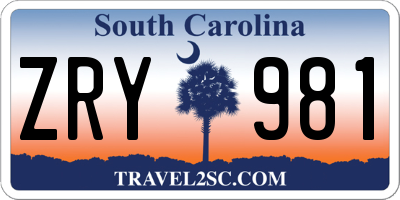 SC license plate ZRY981