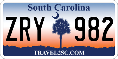 SC license plate ZRY982