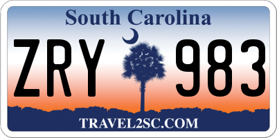 SC license plate ZRY983