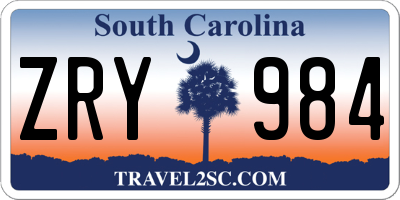 SC license plate ZRY984