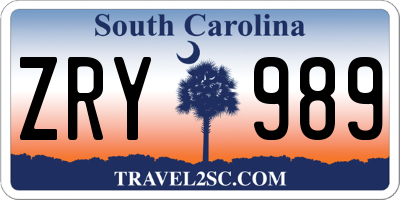 SC license plate ZRY989