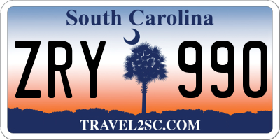 SC license plate ZRY990