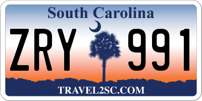 SC license plate ZRY991