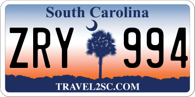 SC license plate ZRY994