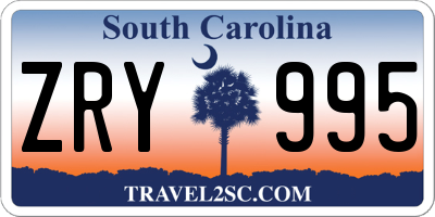 SC license plate ZRY995