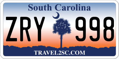 SC license plate ZRY998