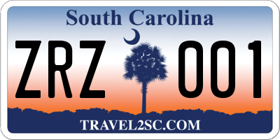 SC license plate ZRZ001