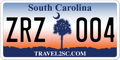 SC license plate ZRZ004
