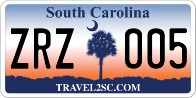 SC license plate ZRZ005