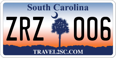 SC license plate ZRZ006