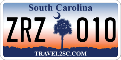 SC license plate ZRZ010