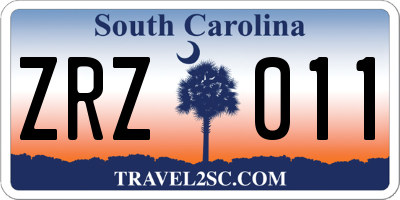 SC license plate ZRZ011