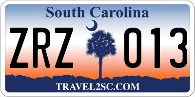 SC license plate ZRZ013