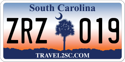 SC license plate ZRZ019