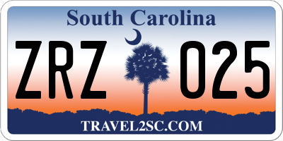 SC license plate ZRZ025