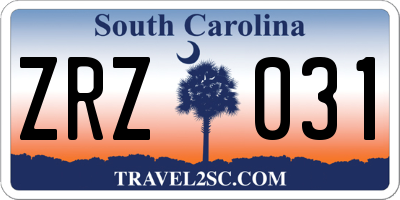 SC license plate ZRZ031
