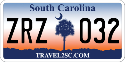 SC license plate ZRZ032