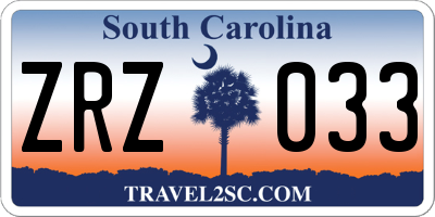 SC license plate ZRZ033