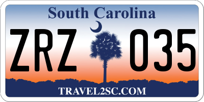 SC license plate ZRZ035