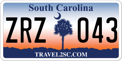 SC license plate ZRZ043