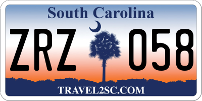 SC license plate ZRZ058