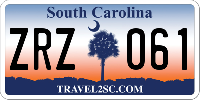 SC license plate ZRZ061