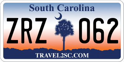 SC license plate ZRZ062