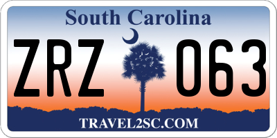 SC license plate ZRZ063