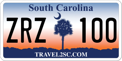 SC license plate ZRZ100